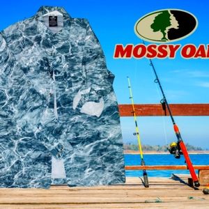 Water Camo Mossy Oak Fishing Button Up Size Medium